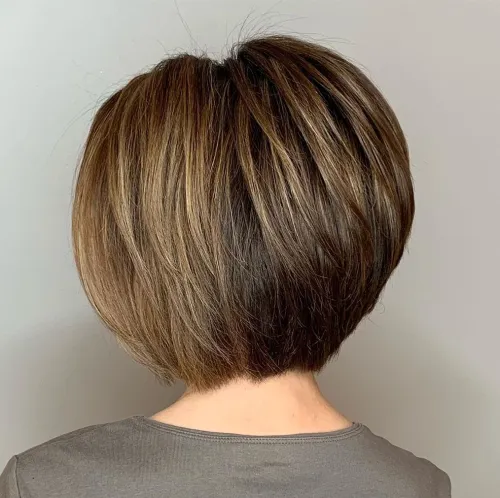 Short Concave Bob Haircut With Graduated Layers