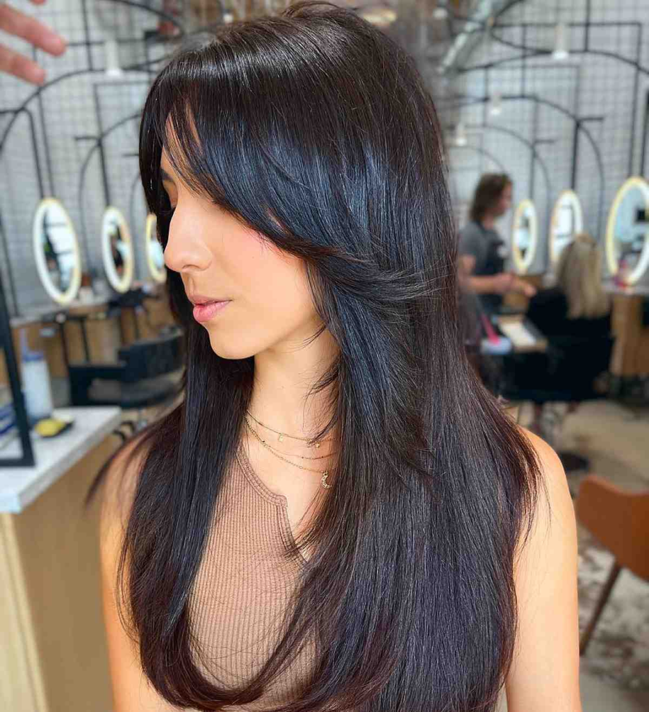 50 Prettiest Long Layered Haircuts with Bangs for 2024 - Hair Adviser |  Long layered haircuts, Layered hair with bangs, Long layered hair